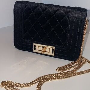 Olivia Miller Black velvet mini bag with gold chain